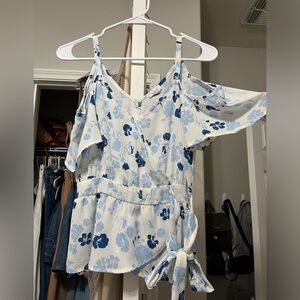 Blue and white blouse